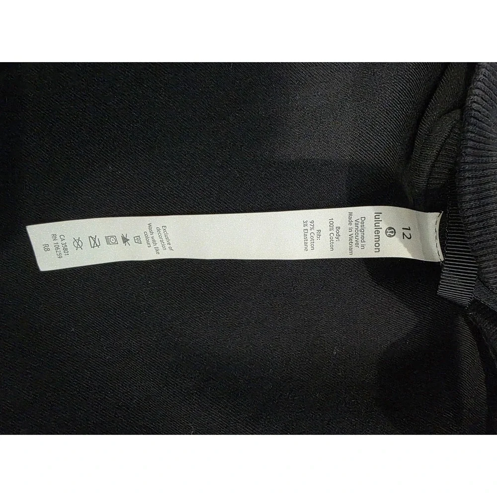 Lululemon Chill On Pullover Perfect Crewneck Sweatshirt Black Cotton Relax Sz 12